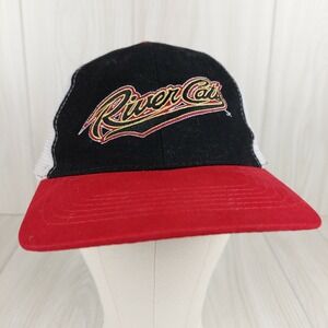 Sacramento River Cats Trucker Hat Mens OSFA Black Red Mesh‎ Baseball Cap